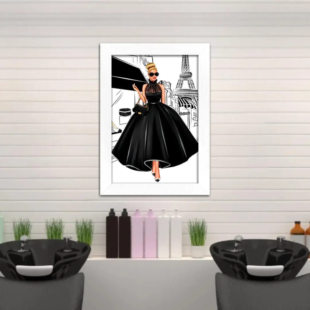 Quadro decorativo Moda Mulher - Moldura Branca Ambientado