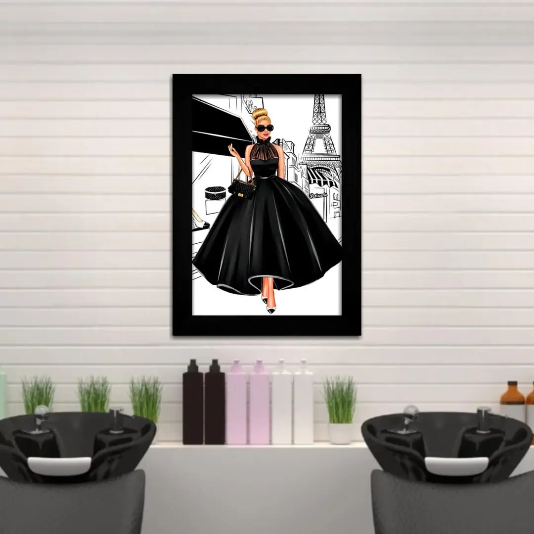 Quadro decorativo Moda Mulher - Moldura Preta Ambientado