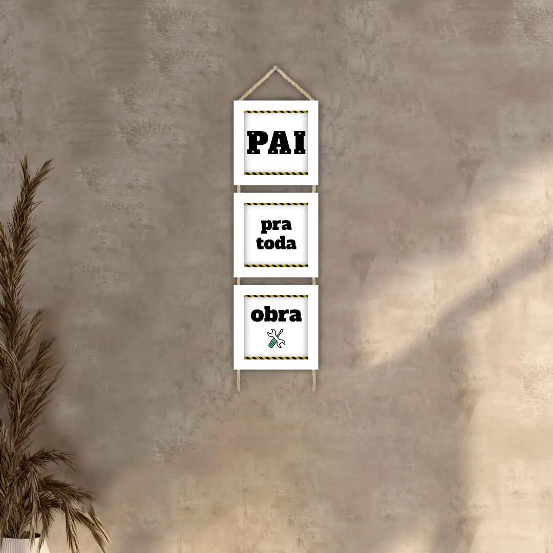 Trio com Corda Pai-pra-toda-obra - Modelo Classico - Moldura Branca Ambientado