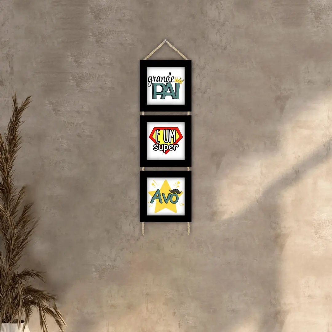 Trio com Corda Grande Pai - Modelo Classico - Moldura Preta Ambientado Trio com Corda Grande Pai - Modelo Classico - Moldura Preta Ambientado