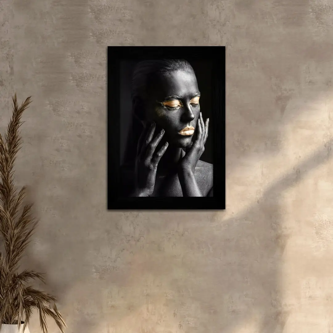 Quadro Decorativo Mulher-Modelo-Rosto - Moldura Preta - Quadro Decorativo Mulher-Modelo-Rosto - Moldura Preta -