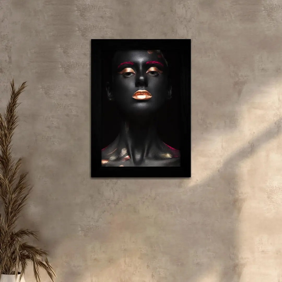 Quadro Decorativo Modelo-de-Rosto - Moldura Preta - Quadro Decorativo Modelo-de-Rosto - Moldura Preta -