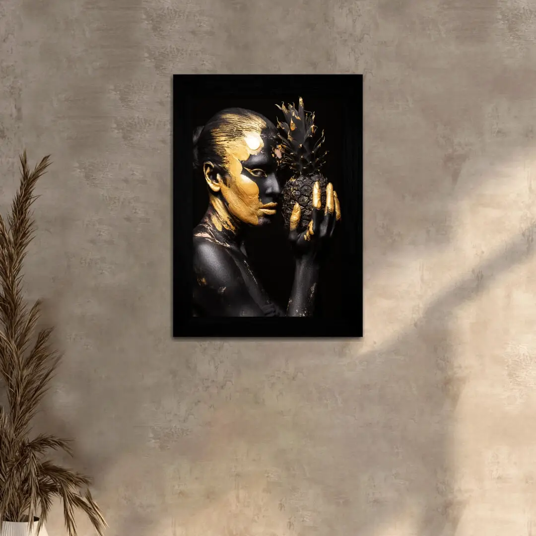 Quadro Decorativo Modelo Pineapple - Moldura Preta - Quadro Decorativo Modelo Pineapple - Moldura Preta -