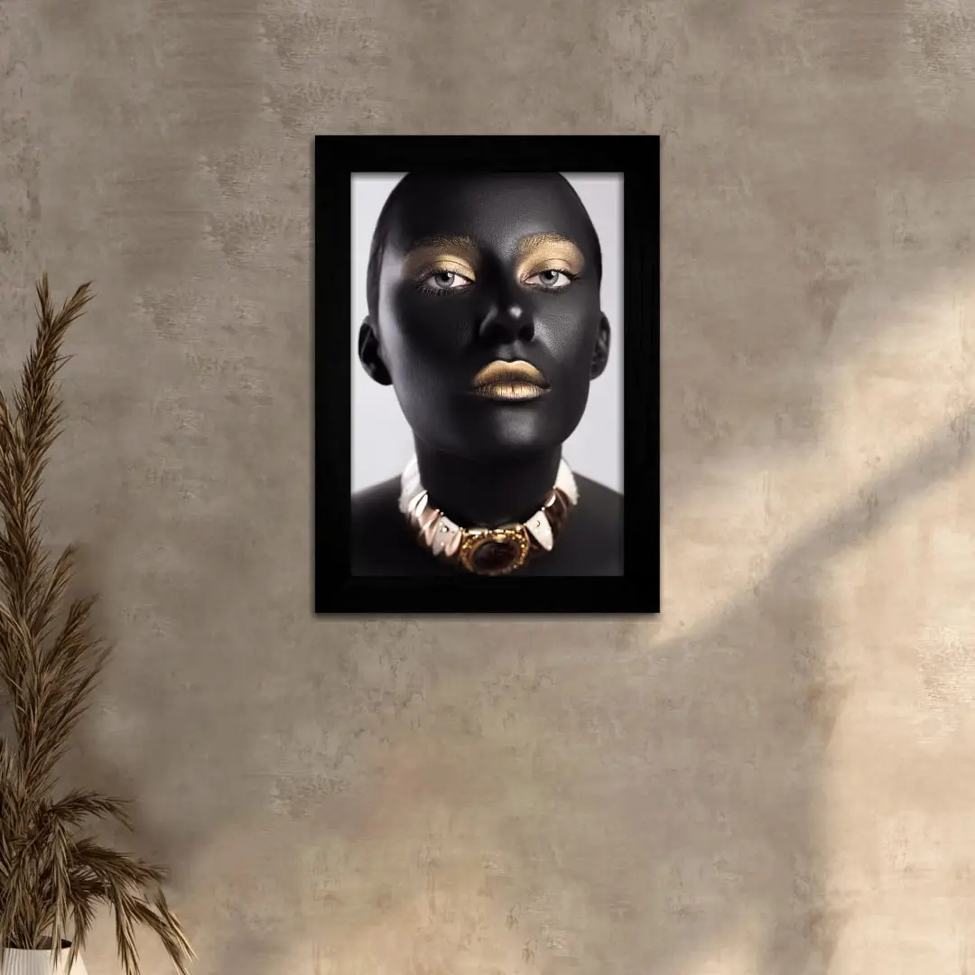 Quadro Decorativo Modelo de Rosto - Moldura Preta - Quadro Decorativo Modelo de Rosto - Moldura Preta -