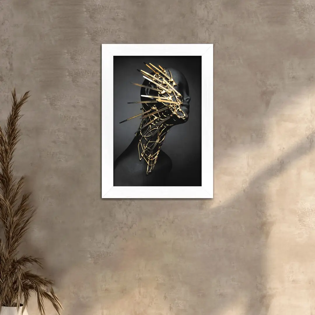 Quadro Decorativo Abstrato-Preto-Dourado - Imagem 2