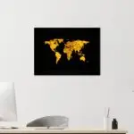 Quadro Decorativo Mapa-Mundi-Dig - Moldura Preta -
