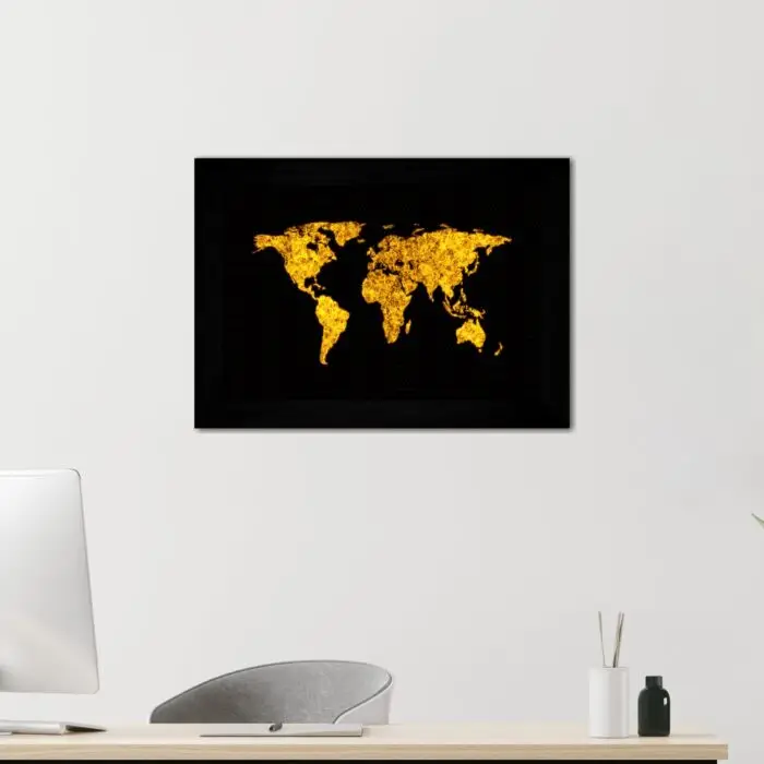 Quadro Decorativo Mapa-Mundi-Dig - Moldura Preta -