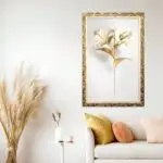 Quadro Decorativo Flor Branca e Dourada - Modelo Big's