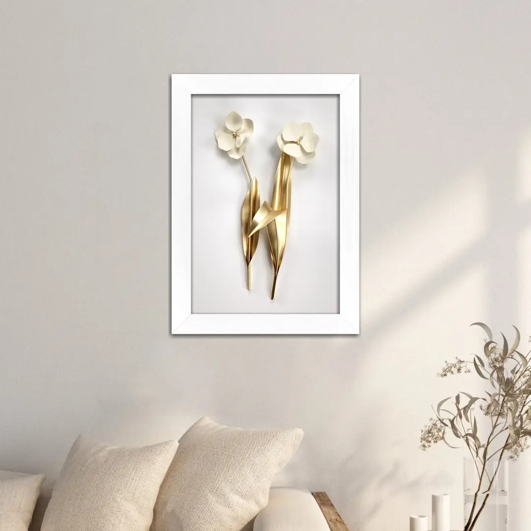 Quadro Decorativo Flor-Orquidia-Branca - Moldura Branca -