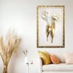 Quadro Decorativo Flor Dourada e Branca - Modelo Big's
