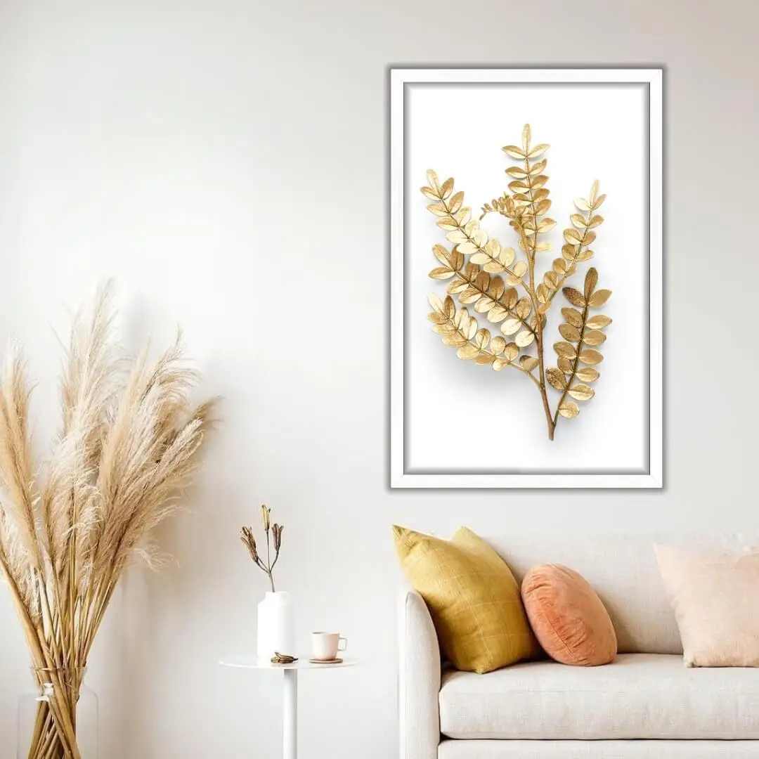 0447 Quadro Decorativo Ramo Dourado - Modelo Big's - Imagem 1