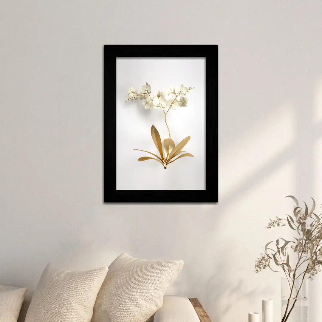 Quadros Decorativo Flor-Flores-Brancas - Moldura Preta - Quadros Decorativo Flor-Flores-Brancas - Moldura Preta -