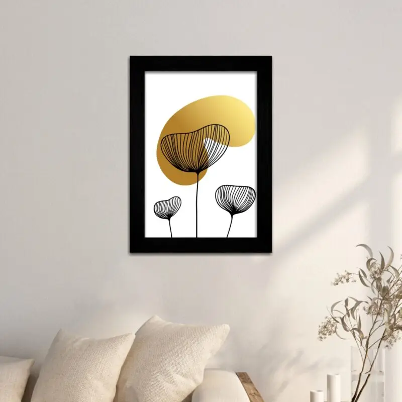 Quadros Decorativos Planta-Listrada - Moldura Preta -