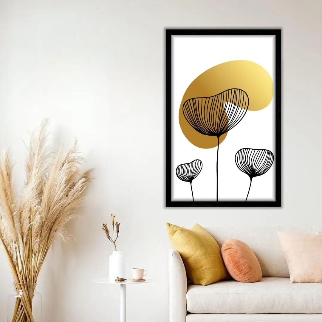 Quadro Decorativo Abstrato Dourado - Modelo Big's - Imagem 1