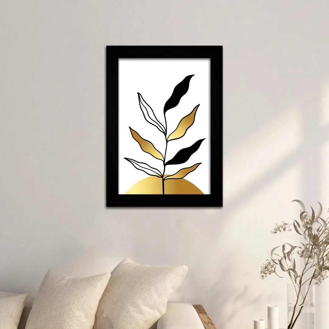 Quadros Decorativos Plantas-Simples-Branca - Moldura Preta - Quadros Decorativos Plantas-Simples-Branca - Moldura Preta -