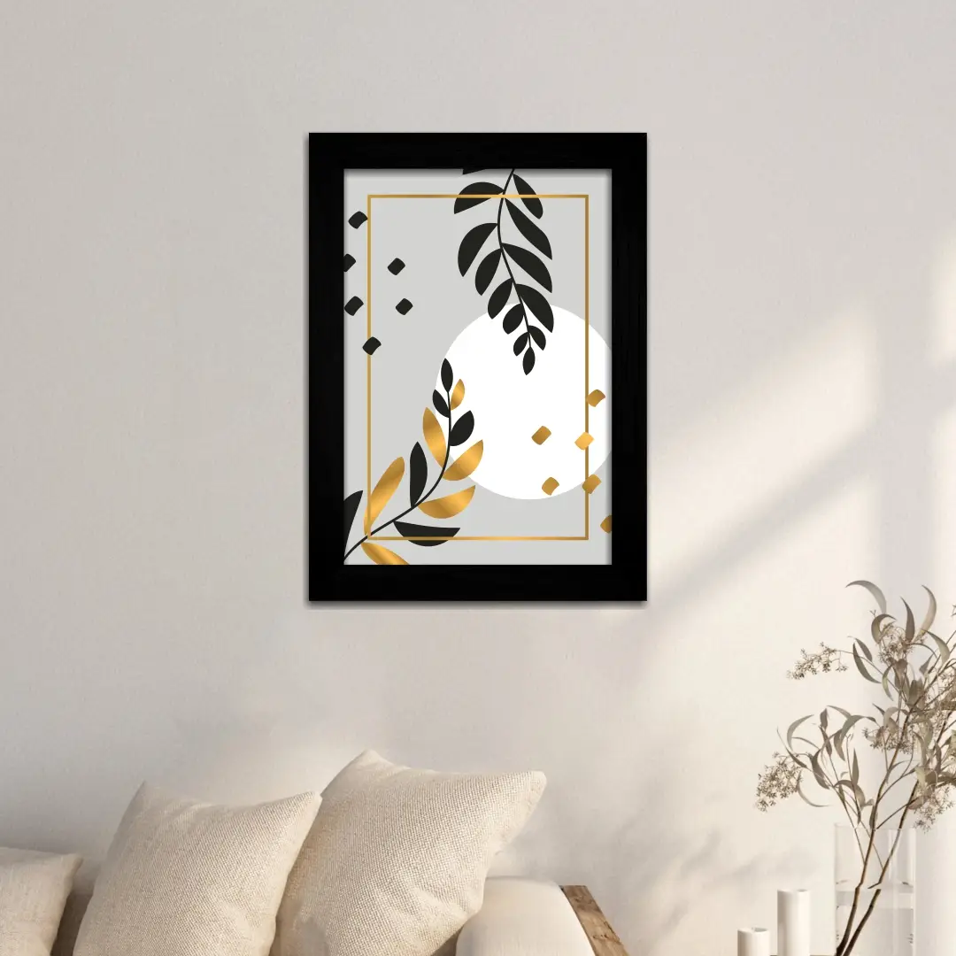 Quadro Decorativo Flor Preta-e-Amarela - Moldura Preta - Quadro Decorativo Flor Preta-e-Amarela - Moldura Preta -