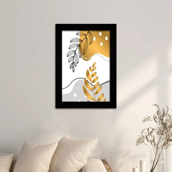 Quadro Decorativo Flor-Amarela-e-preta - Moldua Preta -