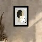 Quadro Decorativo Flor-Preta-e-Dourada - Moldura Preta -