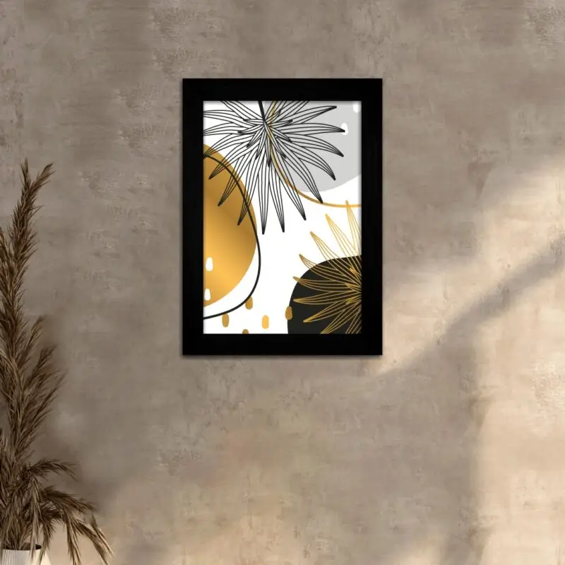 Quadro Decorativo Plantas-Boho - Moldura Preta -
