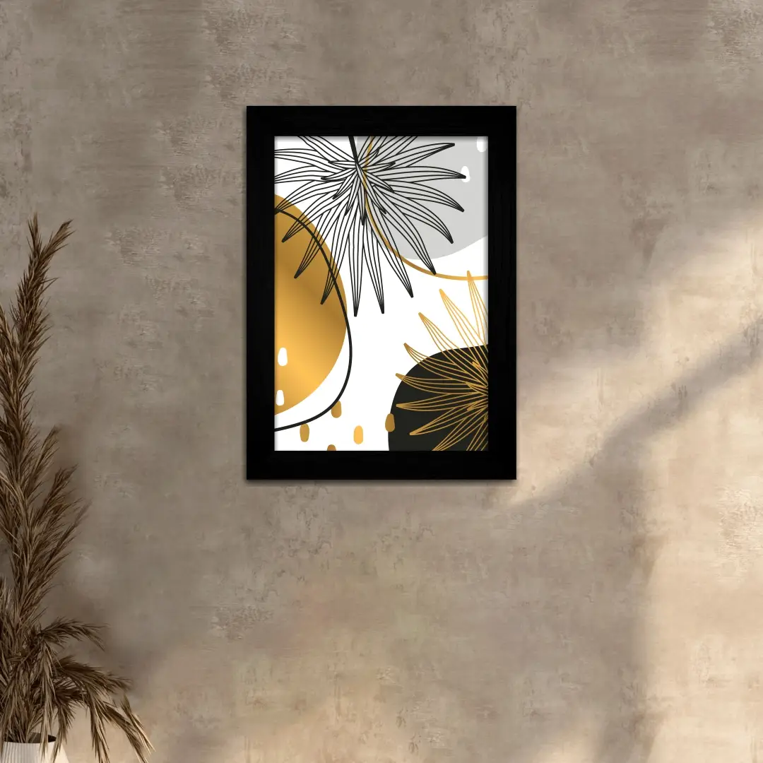 Quadro Decorativo Plantas-Boho - Moldura Preta -