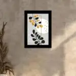 Quadro Decorativo Plantas amarela-e-preta - Moldura Preta -