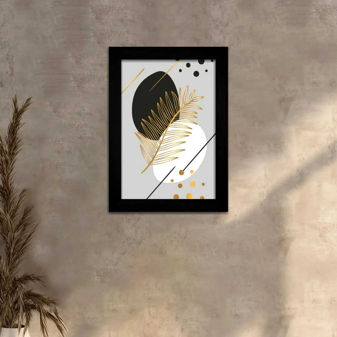 Quadro Decorativo Folha de Ouro - Moldura Preta -