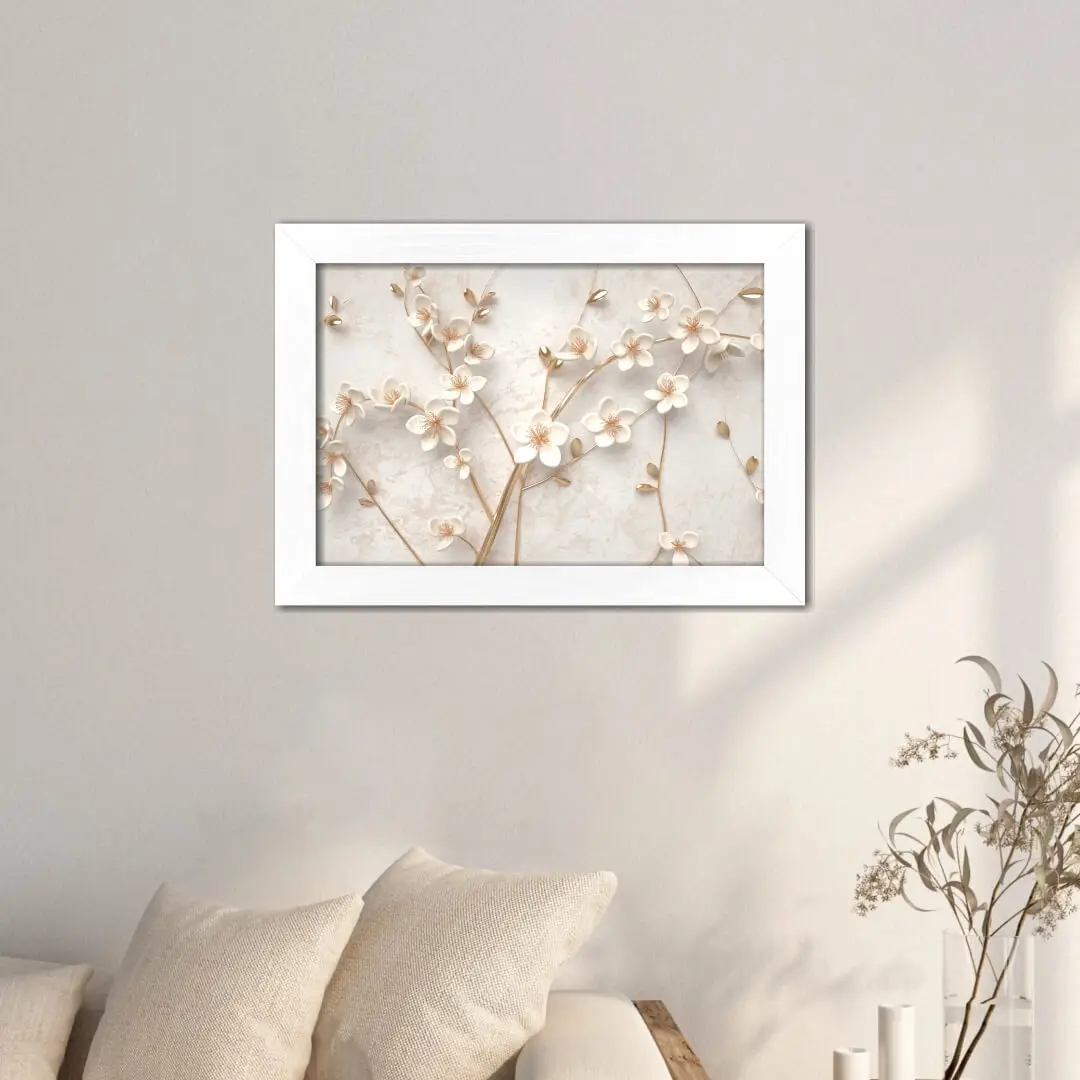 Quadro Decorativo Galho-de-Flores-Brancas - Imagem 2