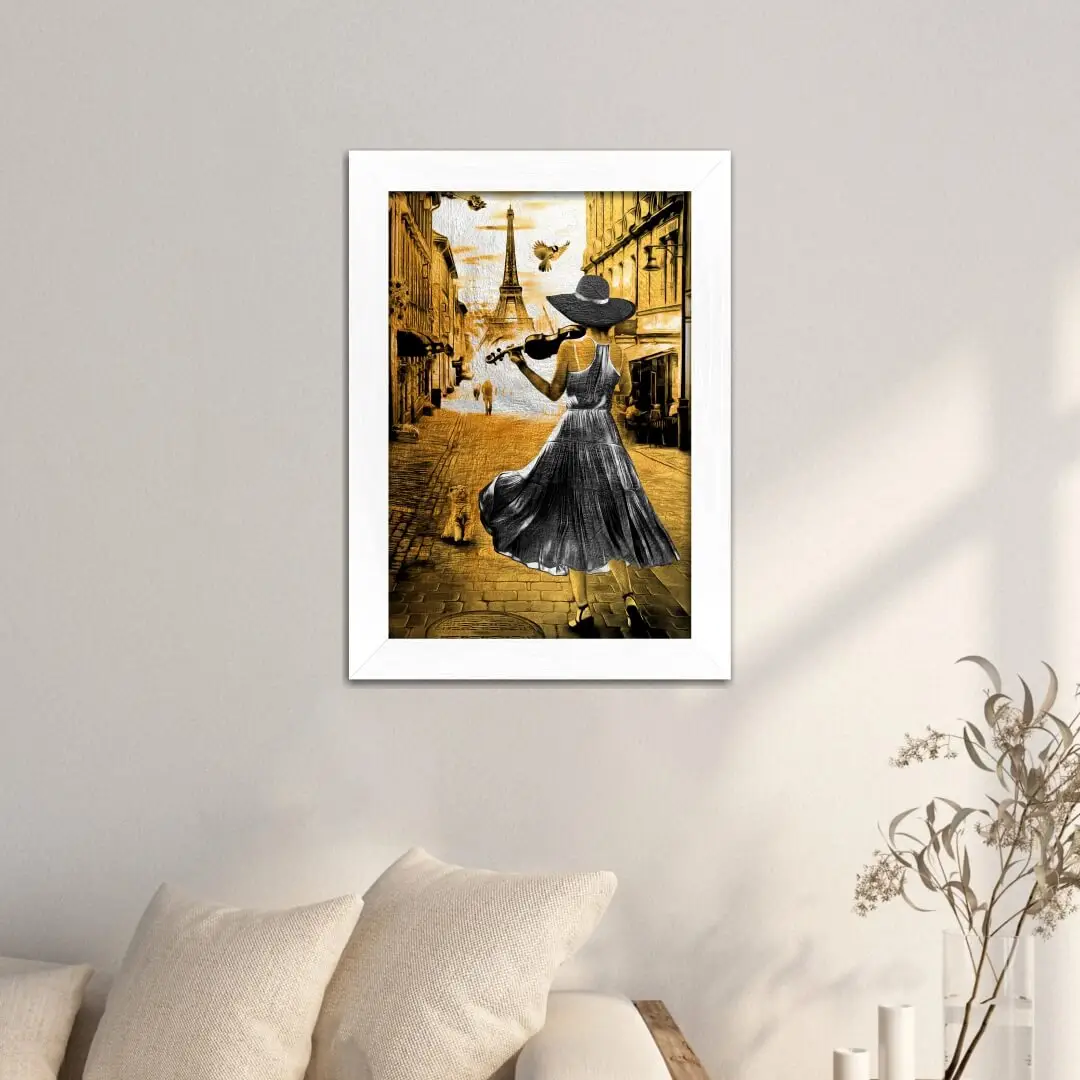 Quadro Decorativo Mulher com Violino-Paris - Imagem 3