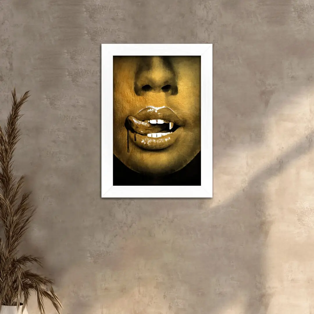 Quadro Decorativo Boca Pintura-Amarela - Imagem 2