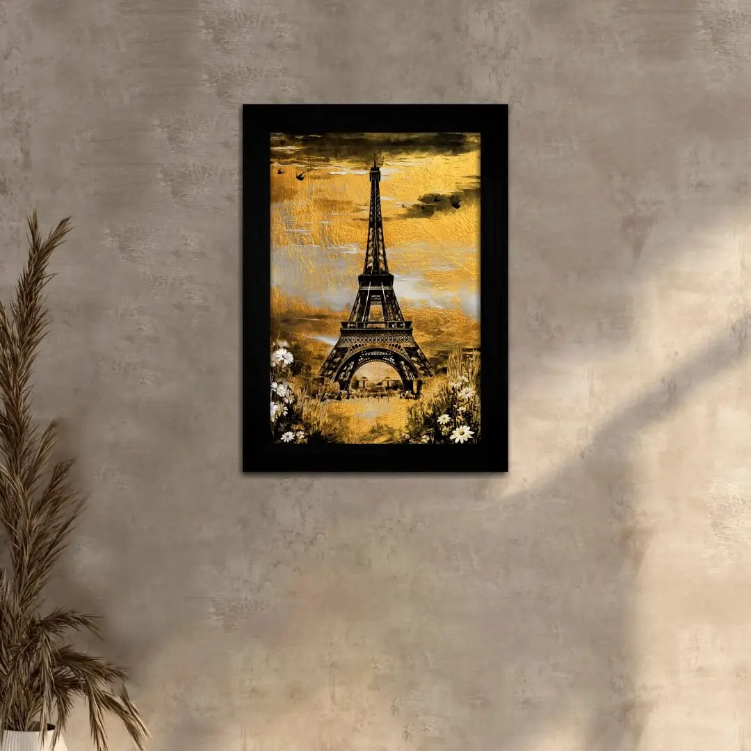 Quadro Decorativo Torre Eiffel - Moldura Preta - Quadro Decorativo Torre Eiffel - Moldura Preta -