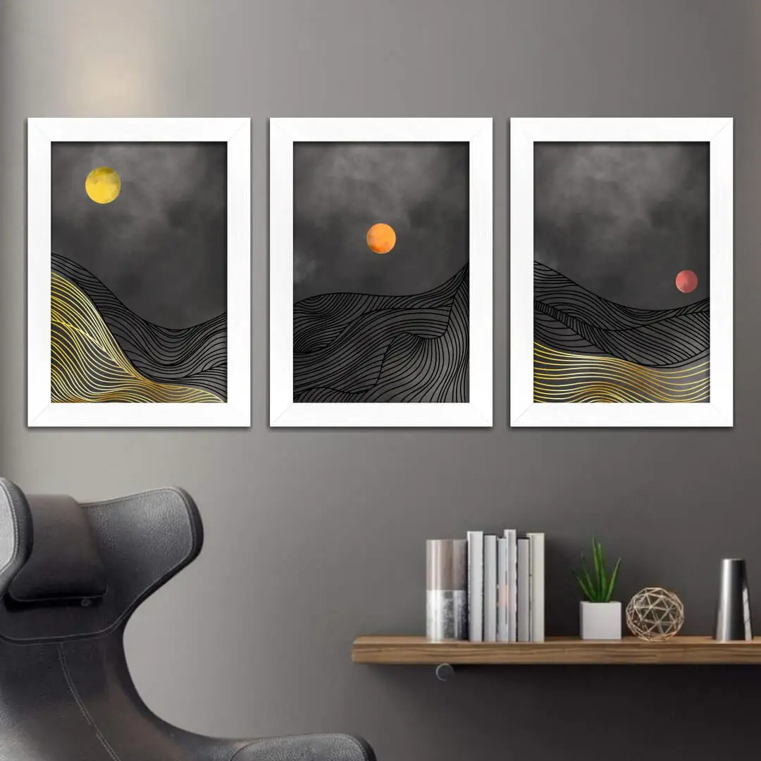 Kit 3 Quadros Por do Sól-Abstrato - Imagem 2