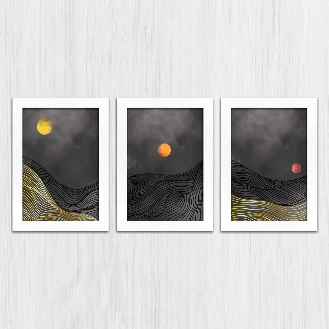 Kit 3 Quadros Por do Sól-Abstrato - Imagem 4