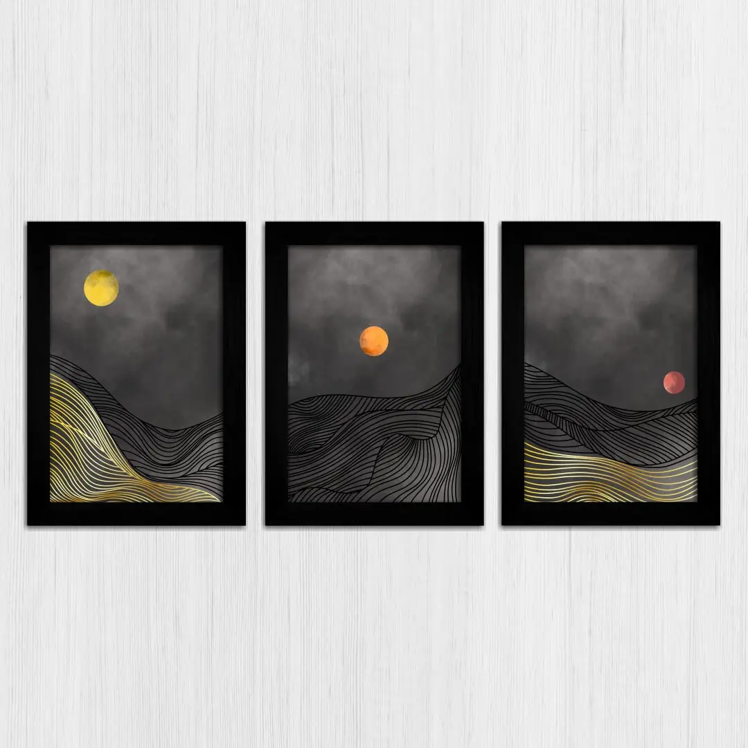 Kit 3 Quadros Por do Sól-Abstrato - Imagem 3