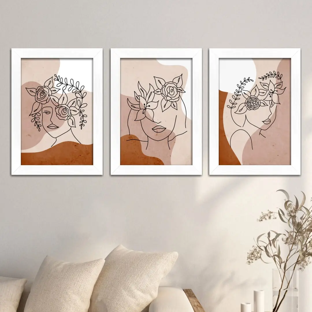 Kit 3 Quadros Mulher-Traço-Abstrato - Imagem 2