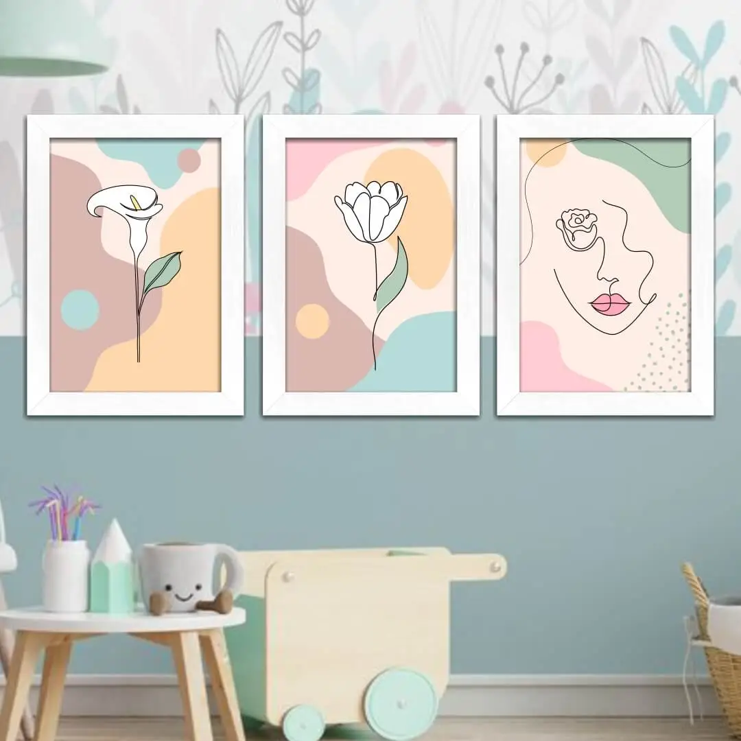 Kit 3 Quadros Flor-Mulher-Chic - Imagem 2