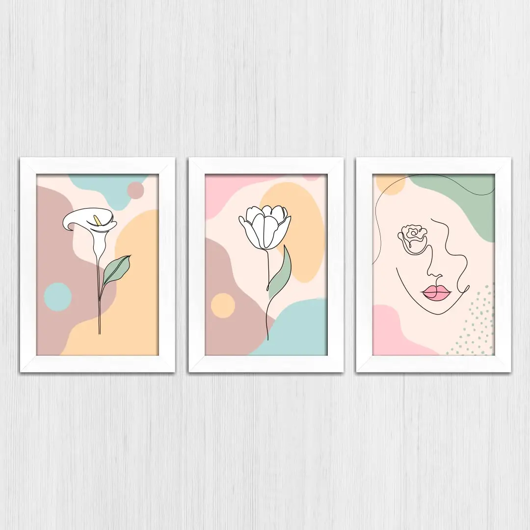 Kit 3 Quadros Flor-Mulher-Chic - Imagem 4