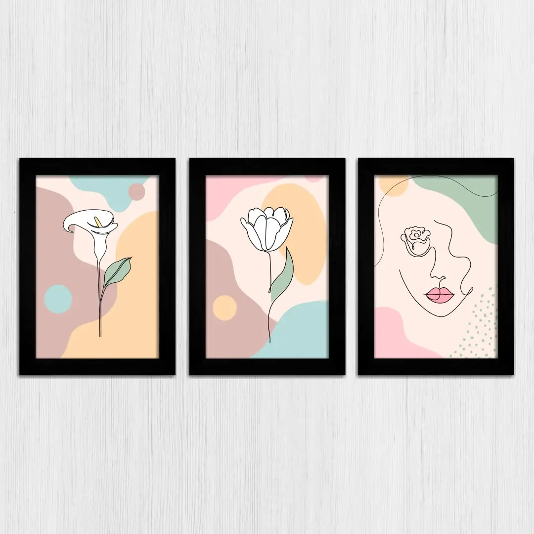 Kit 3 Quadros Flor-Mulher-Chic - Imagem 3