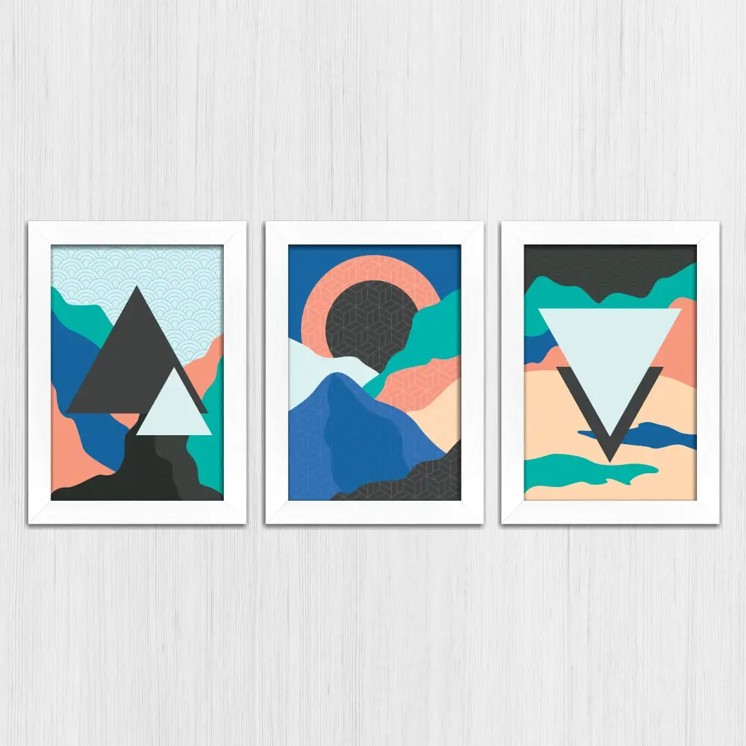 Kit 3 Quadros Paisagem-azul-branca - Imagem 3