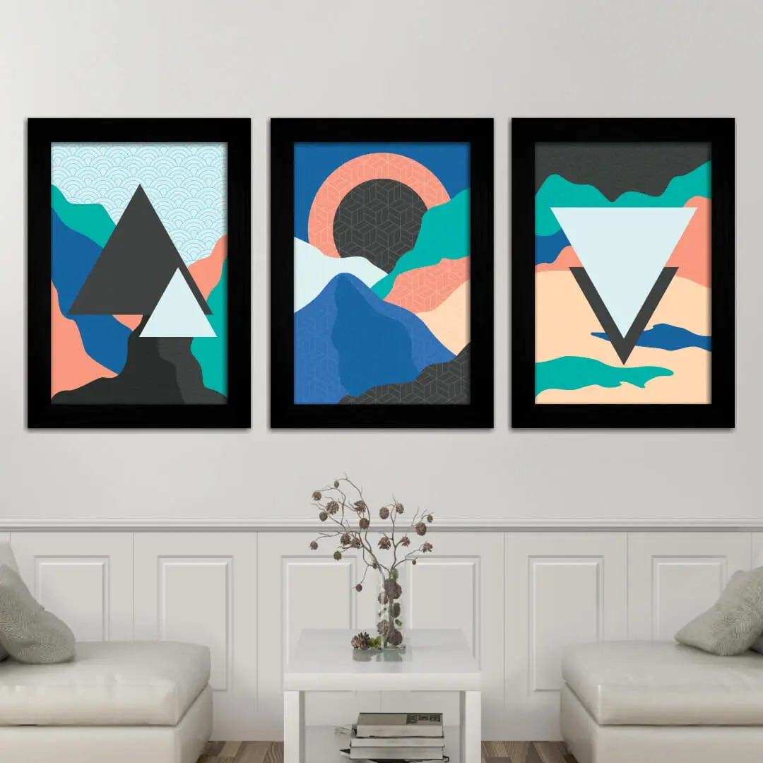 Kit 3 Quadros Paisagem-azul-branca - Imagem 2