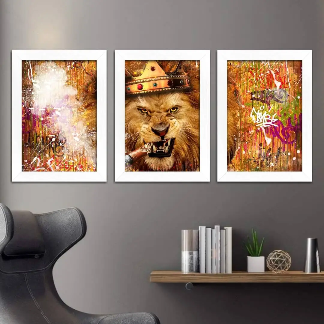 Kit 3 Quadros Leão-Charuto - Imagem 2