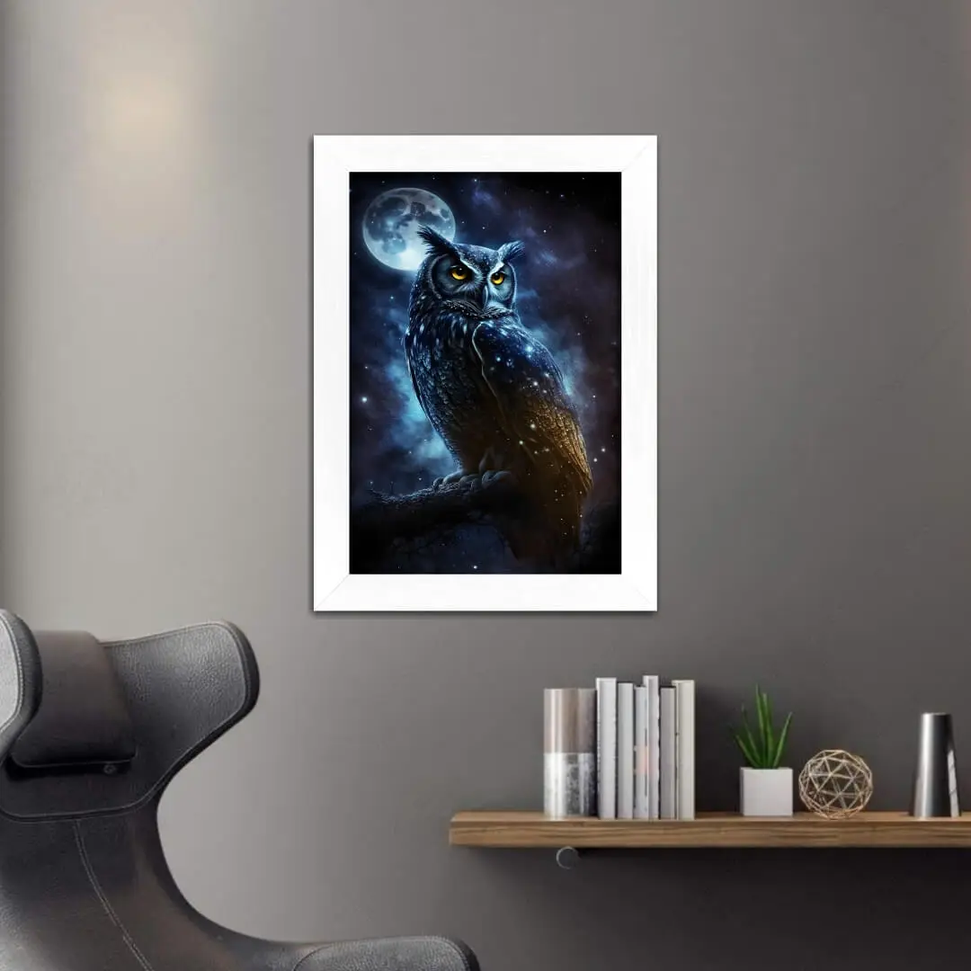 Quadro Decorativo Coruja-Luar-Azul - Imagem 2