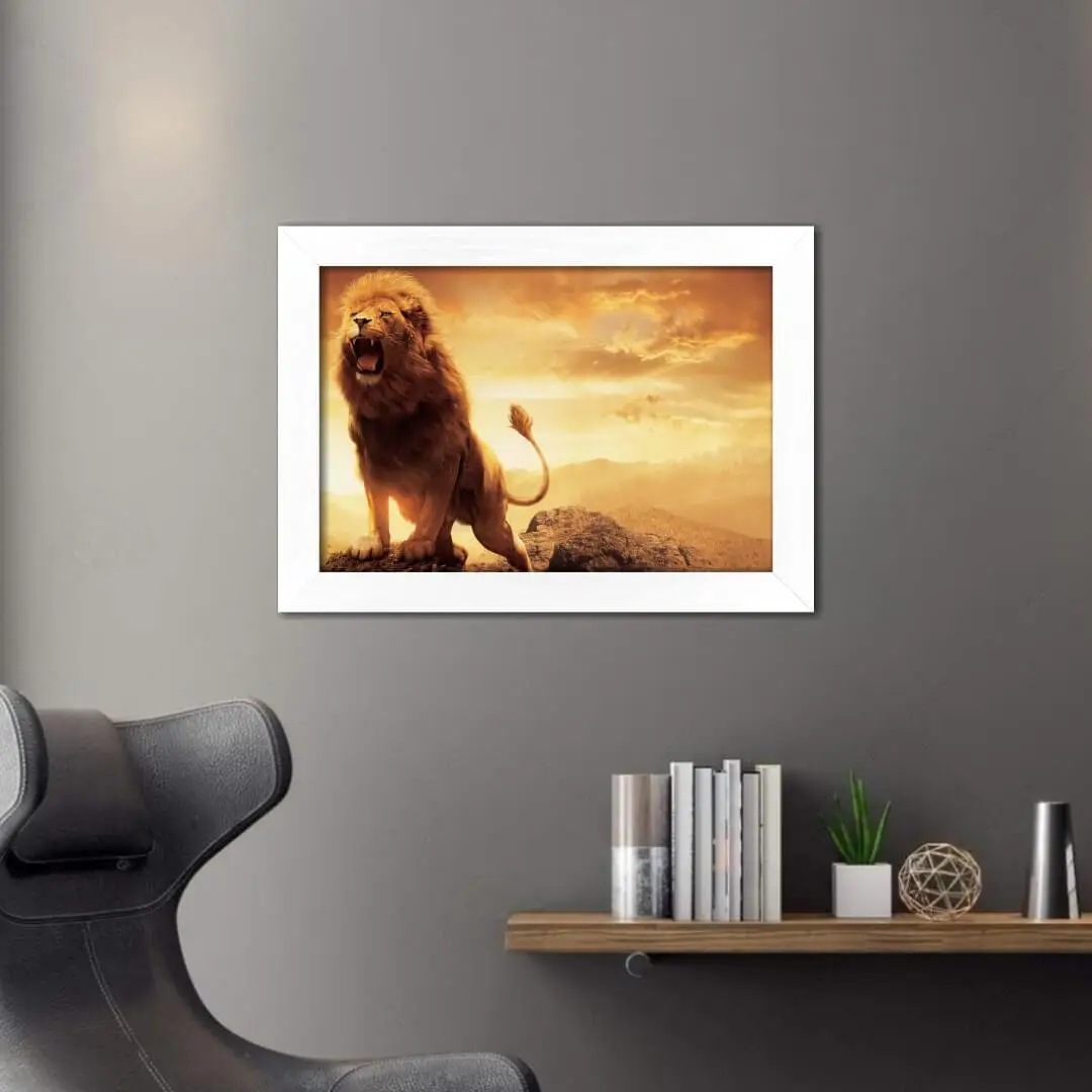 Quadro Decorativo Leão na Rocha - Imagem 2