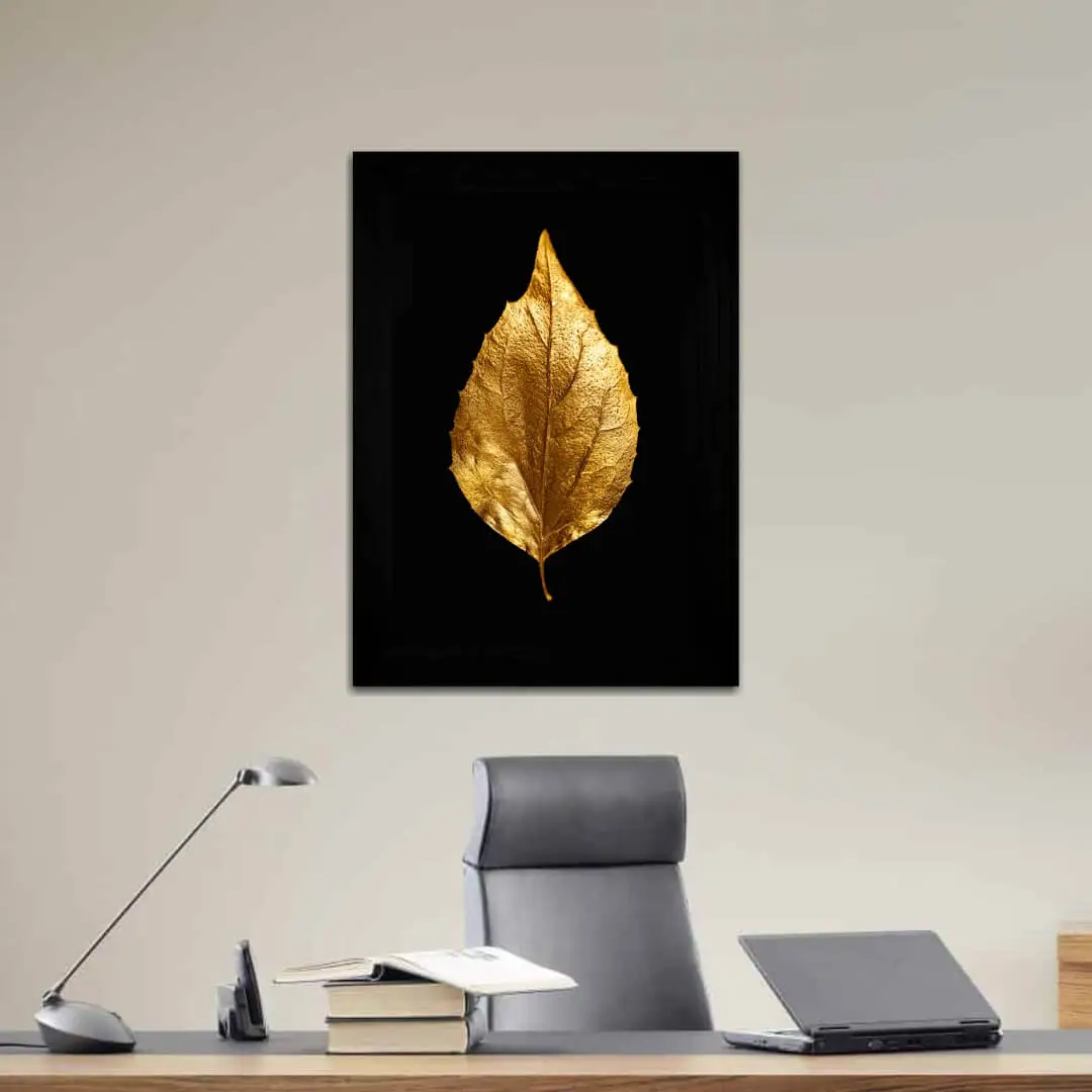 Quadro Decorativo folinha de ouro - Moldura Preta