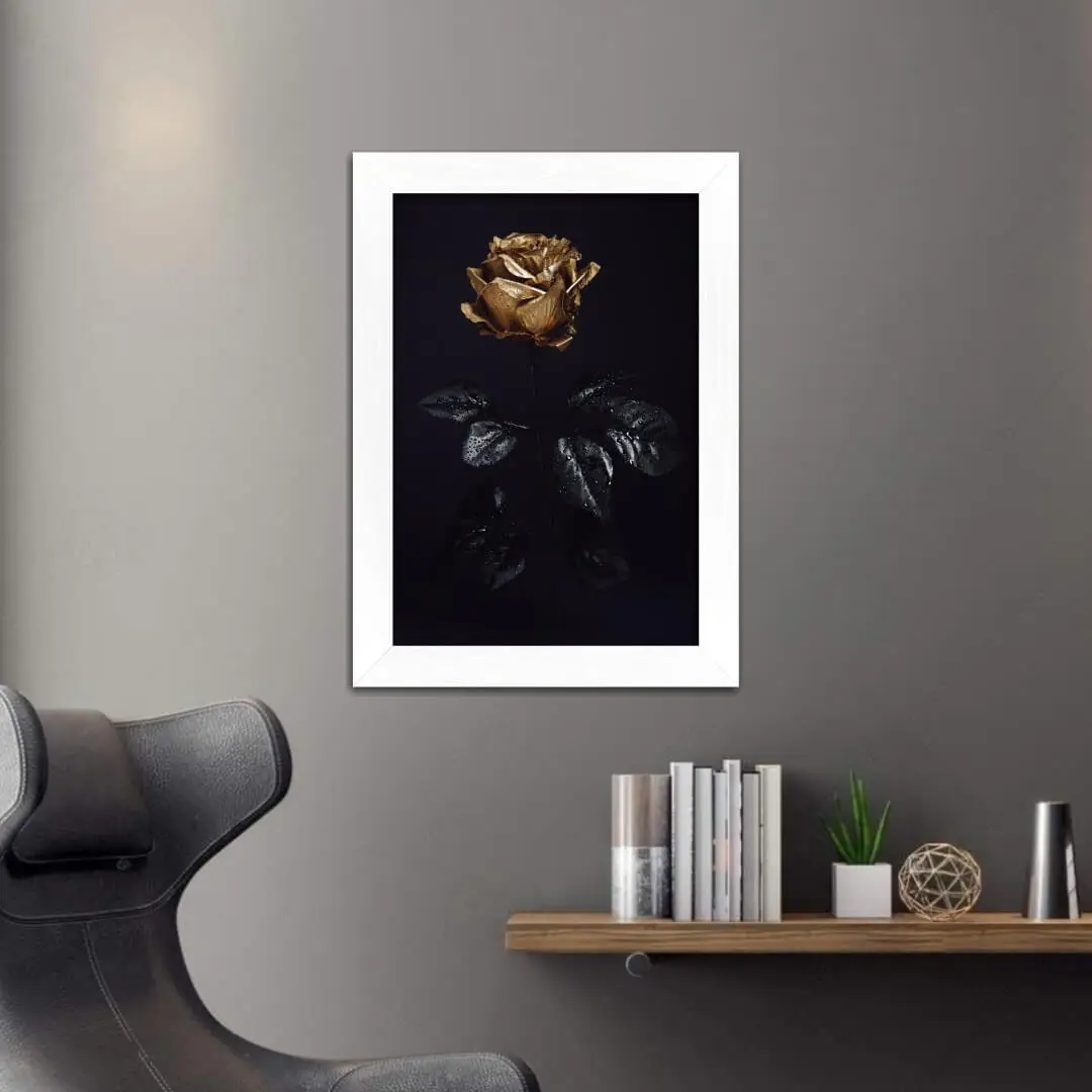 Quadro Decorativo Rosa Dourada - Imagem 2