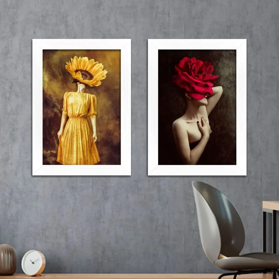 Kit 2 Quadros Mulheres-Floridas - Imagem 2