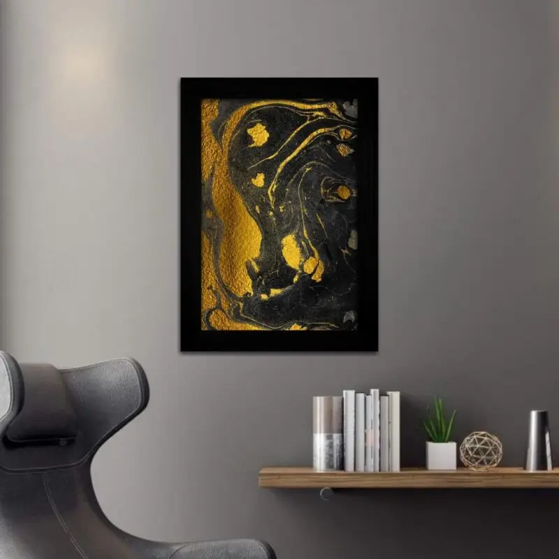 Quadro Decorativo Abstrato Artistico - Moldura Preta -
