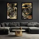 Kit 2 Abstrato Dourado Modelos-Big's