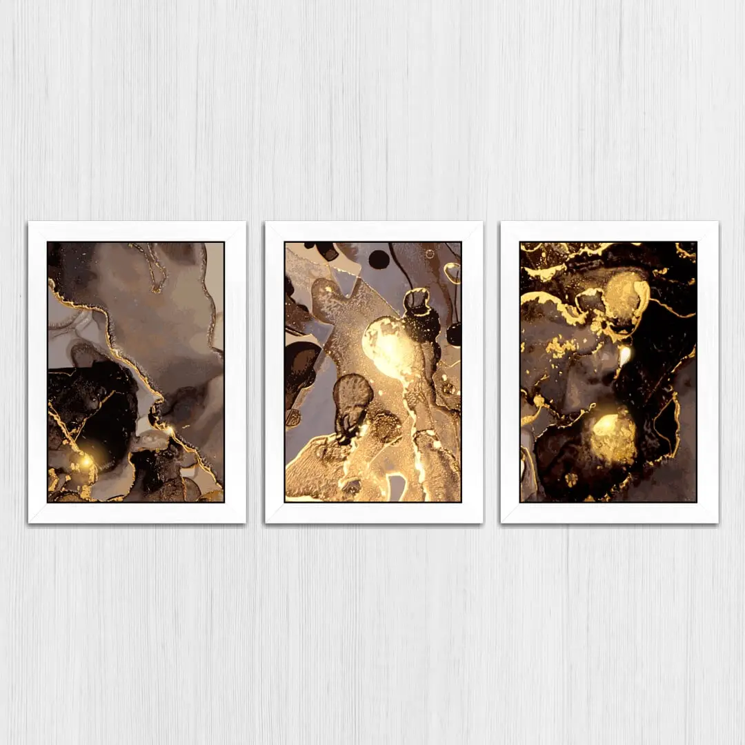 Kit 3 Quadros-Abstrato-Dourado - Imagem 3