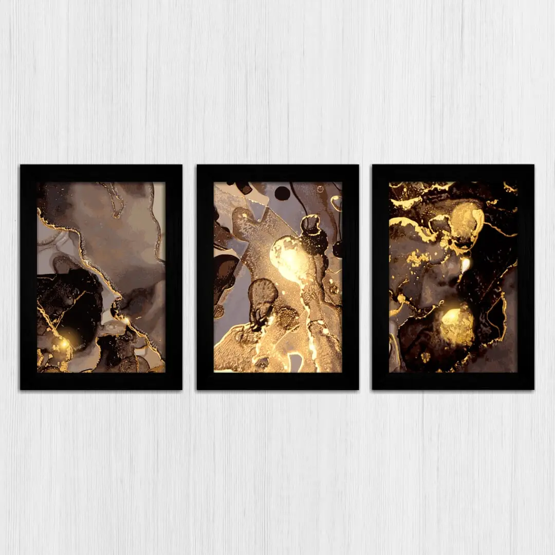 Kit 3 Quadros-Abstrato-Dourado - Imagem 4