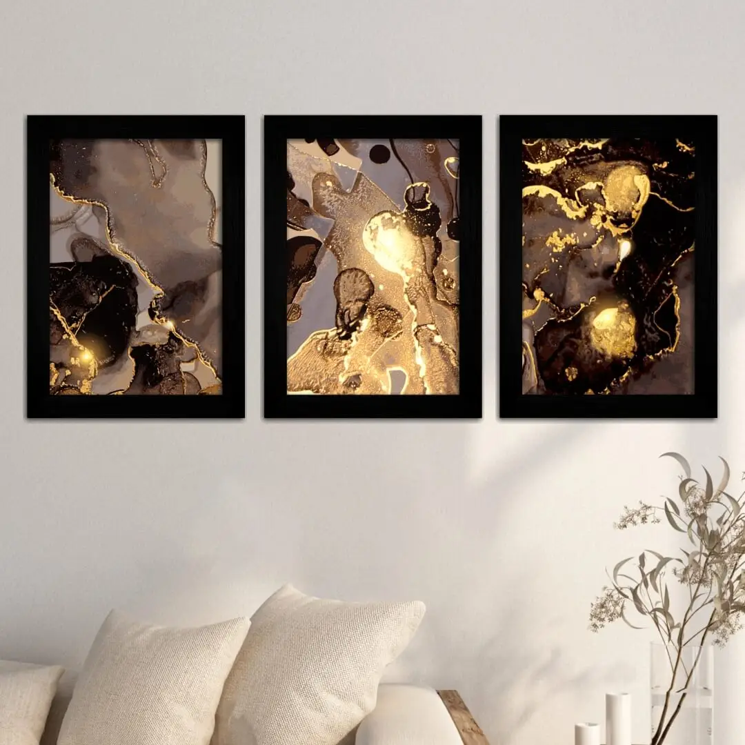 Kit 3 Abstrato Dourado